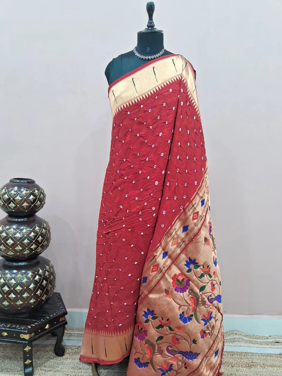 Red Modal Silk Saree