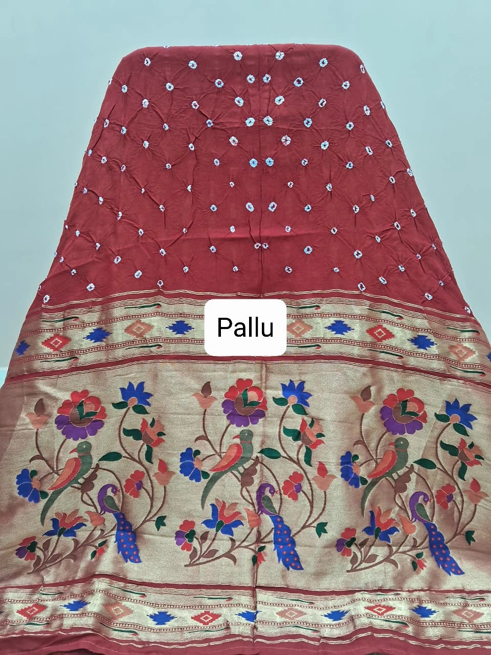 Red Modal Silk Saree Pallu