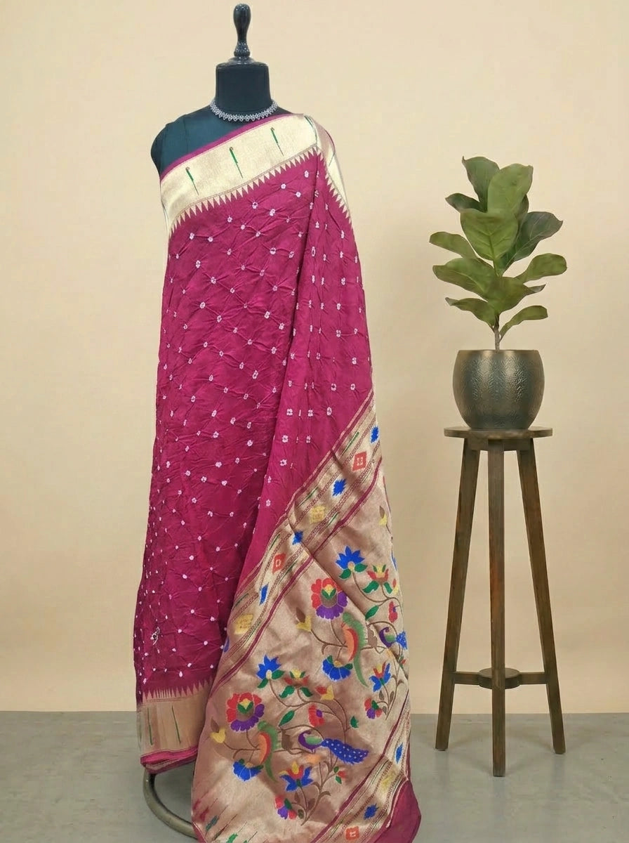 Magenta Modal Silk Saree