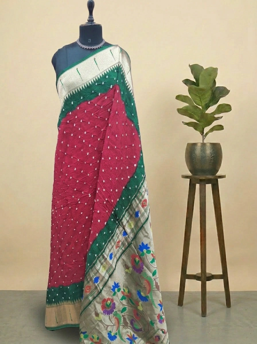 Cherry Red Modal Silk Saree 