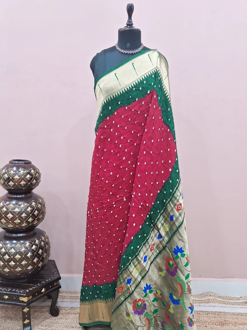 Cherry Red Modal Silk Saree 