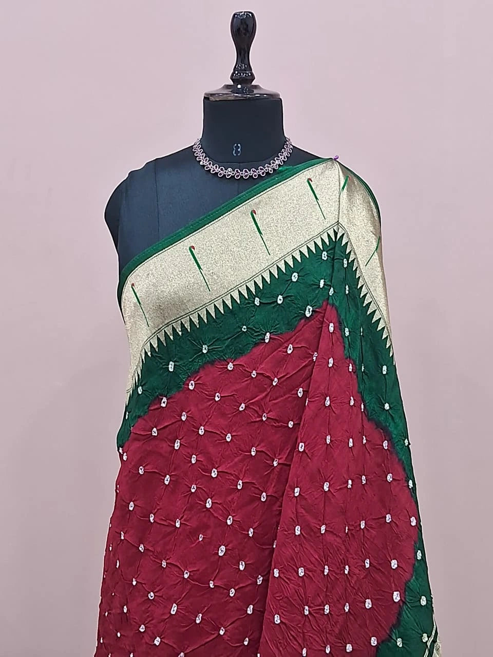 Cherry Red Modal Silk Saree 1
