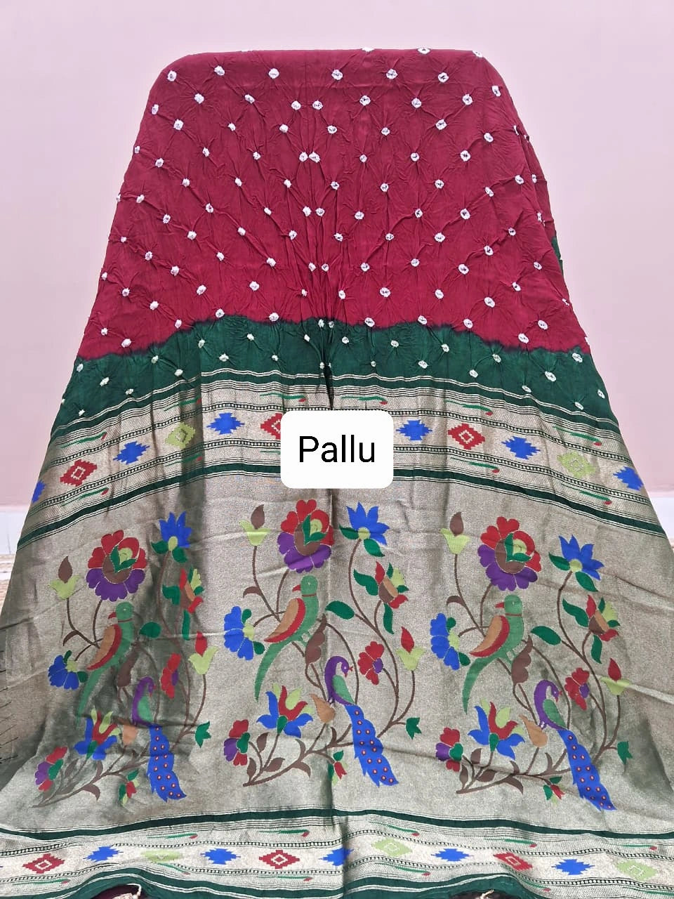 Cherry Red Modal Silk Saree  Pallu