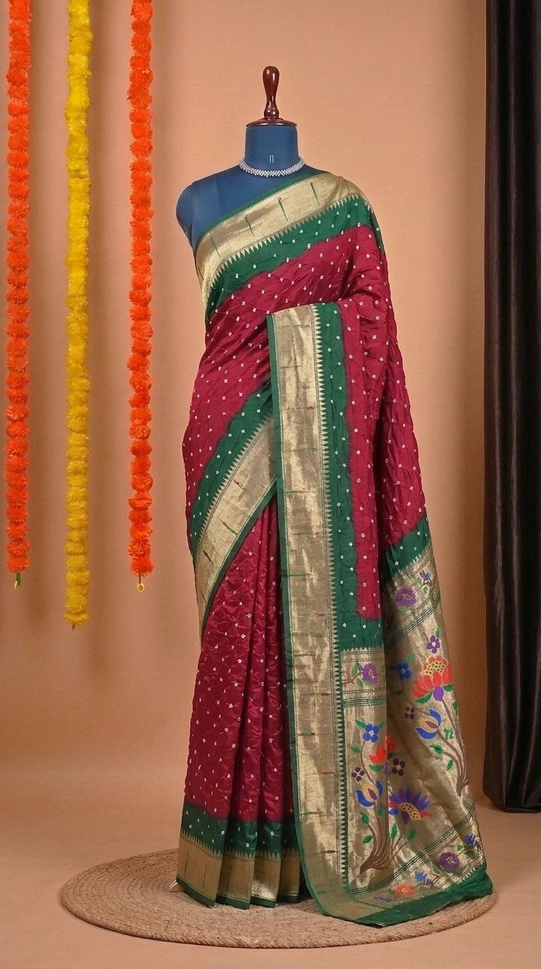Cherry Red Modal Silk Saree 