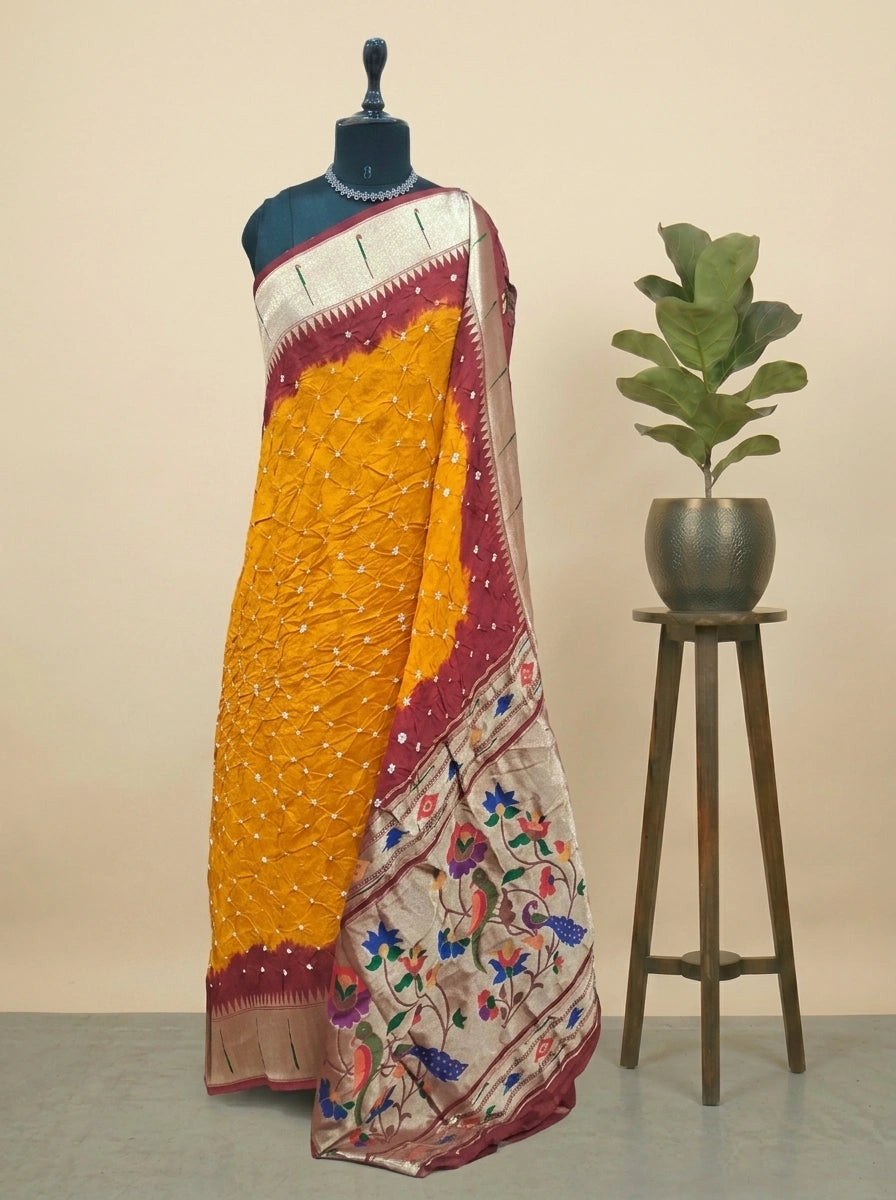 Yellow Modal Silk Saree