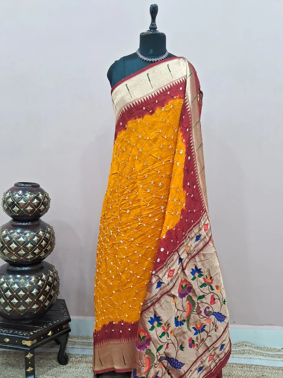 Yellow Modal Silk Saree