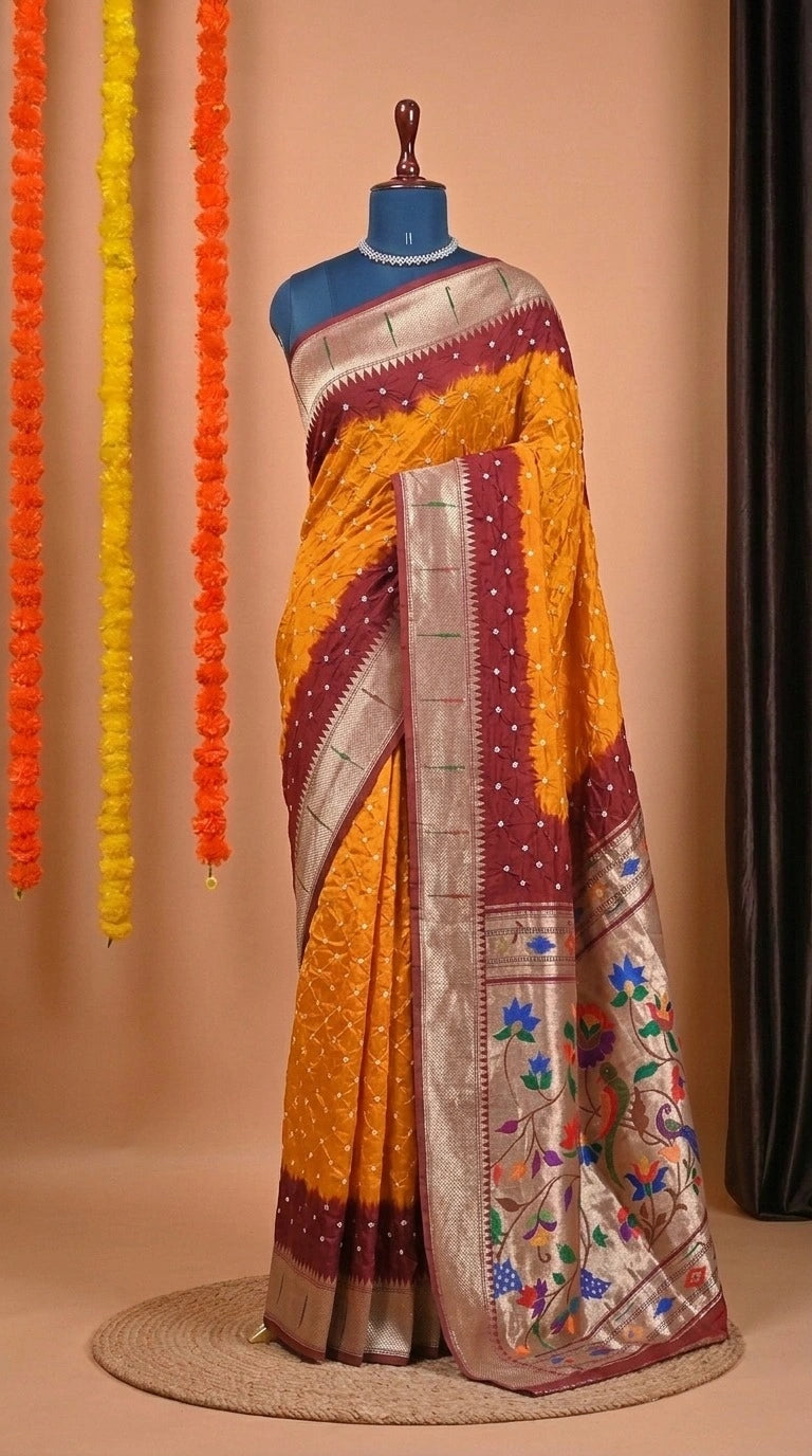 Yellow Modal Silk Saree