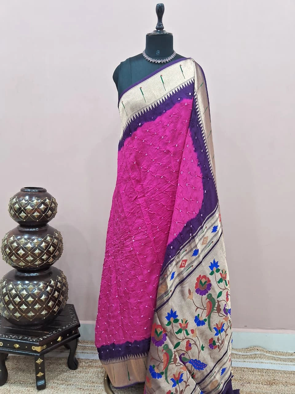 Rani Pink Modal Silk Saree 
