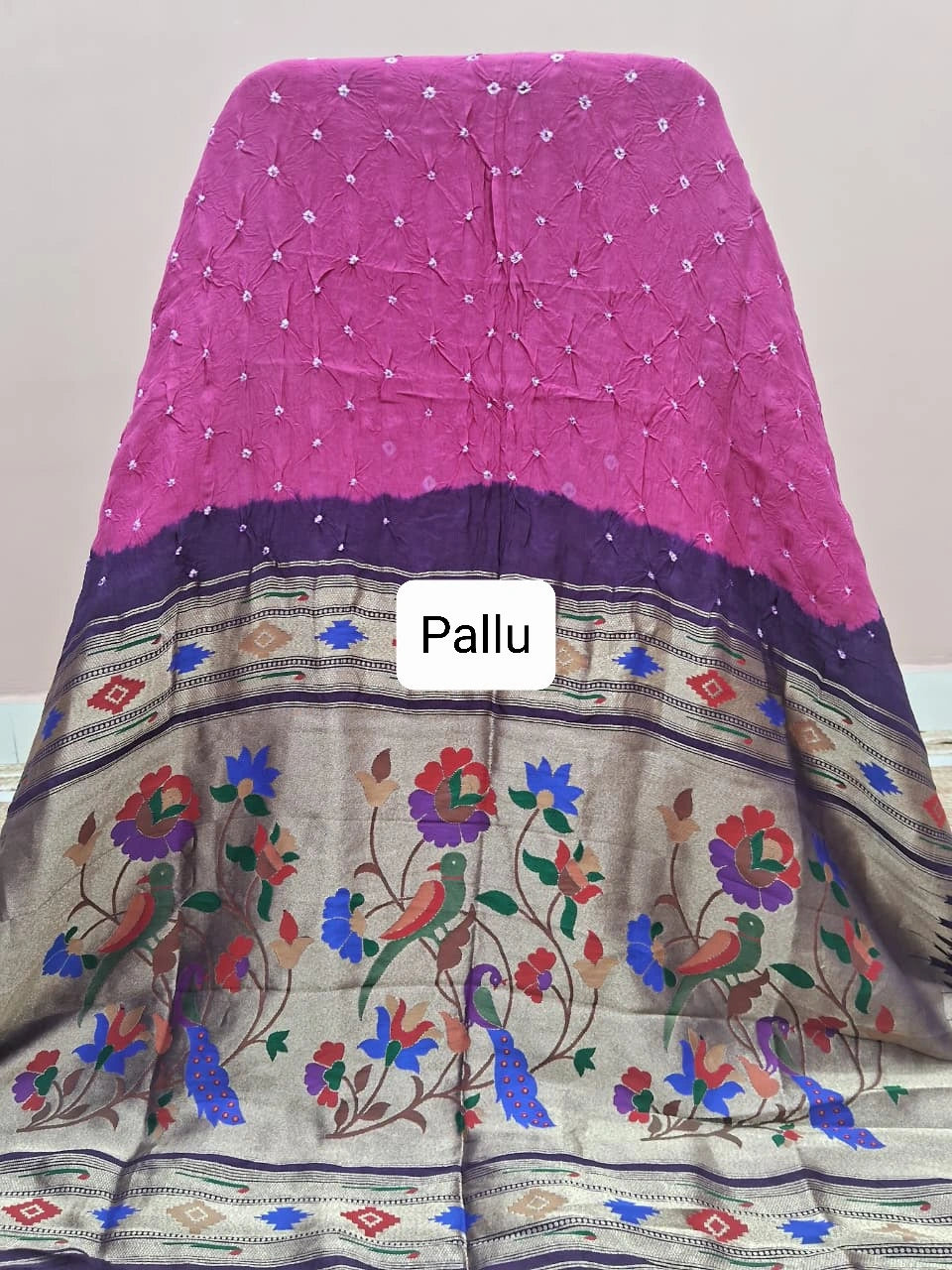 Rani Pink Modal Silk Saree Pallu