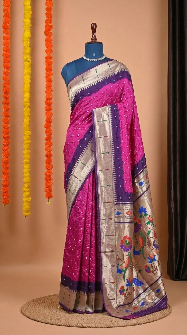 Rani Pink Modal Silk Saree 