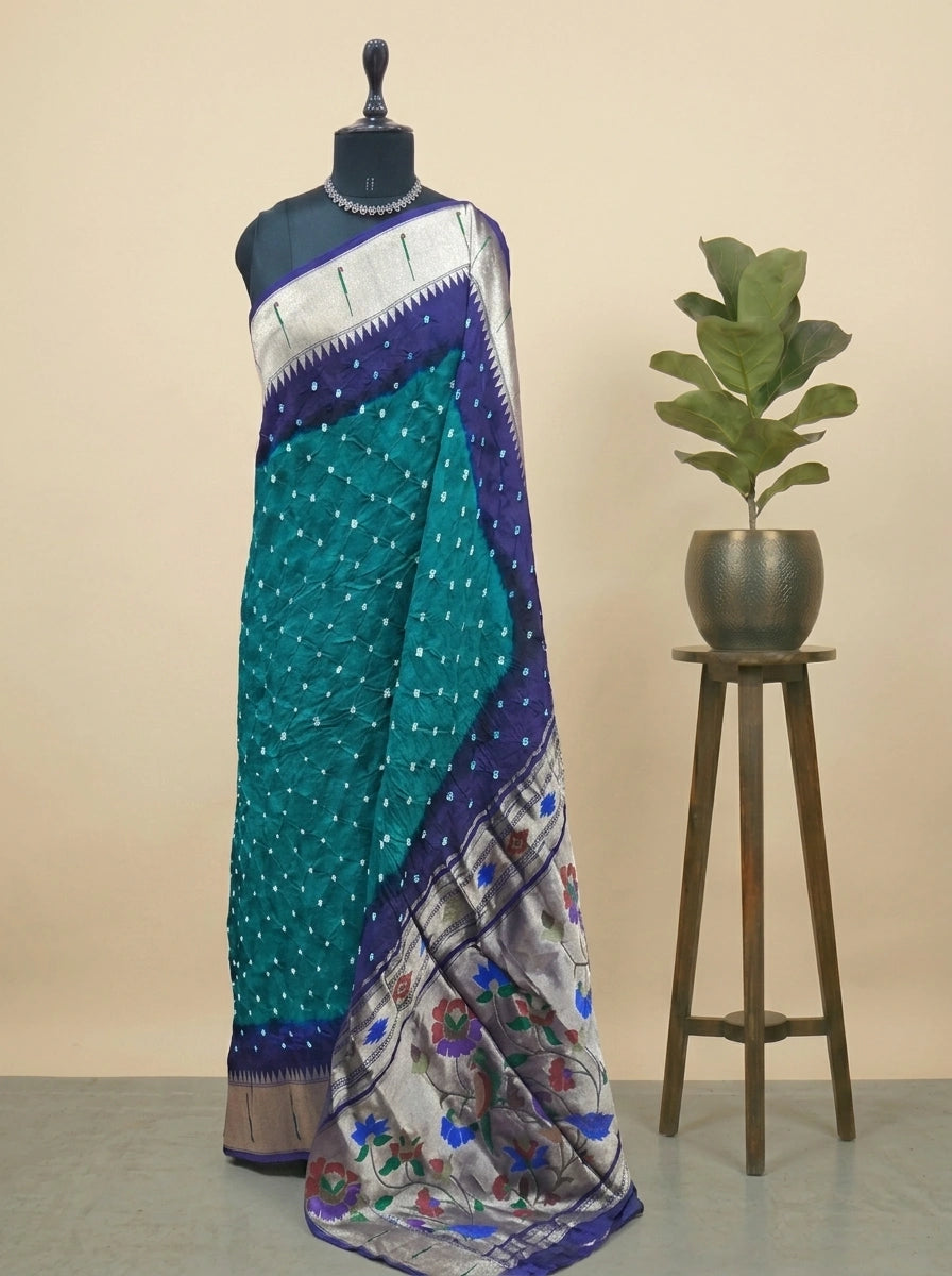 Peacock Green Modal Silk Saree