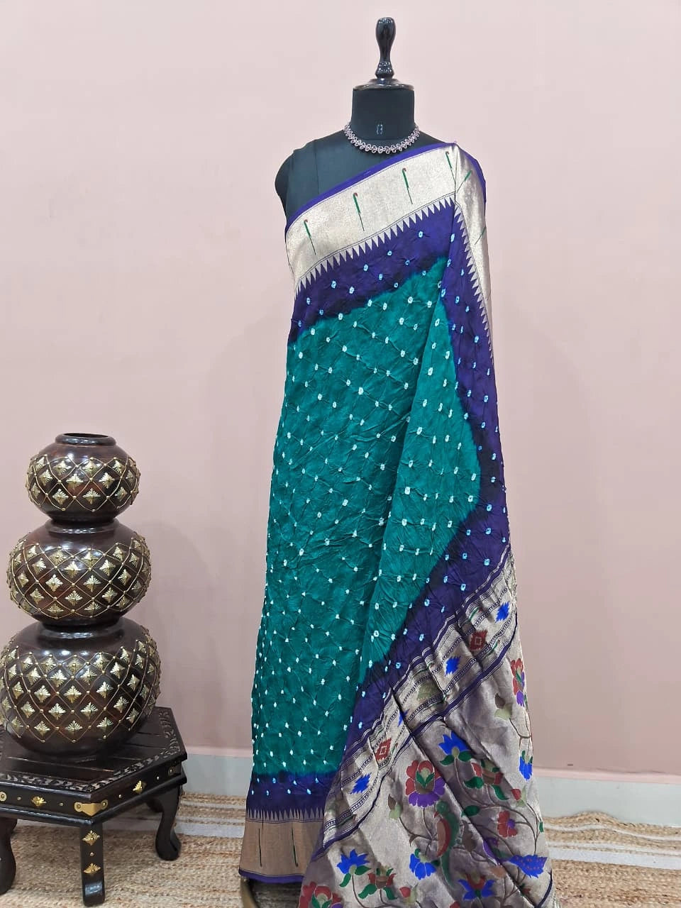 Peacock Green Modal Silk Saree