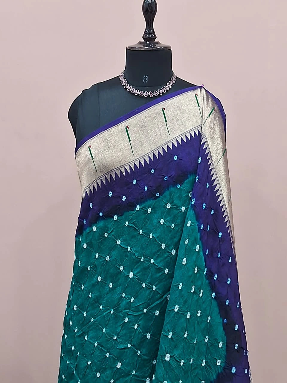 Peacock Green Modal Silk Saree 1
