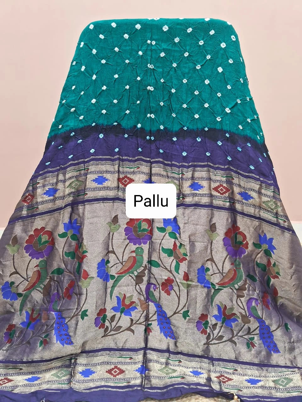 Peacock Green Modal Silk Saree Pallu