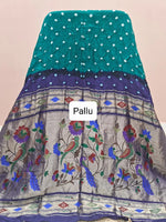 Peacock Green Modal Silk Saree Pallu