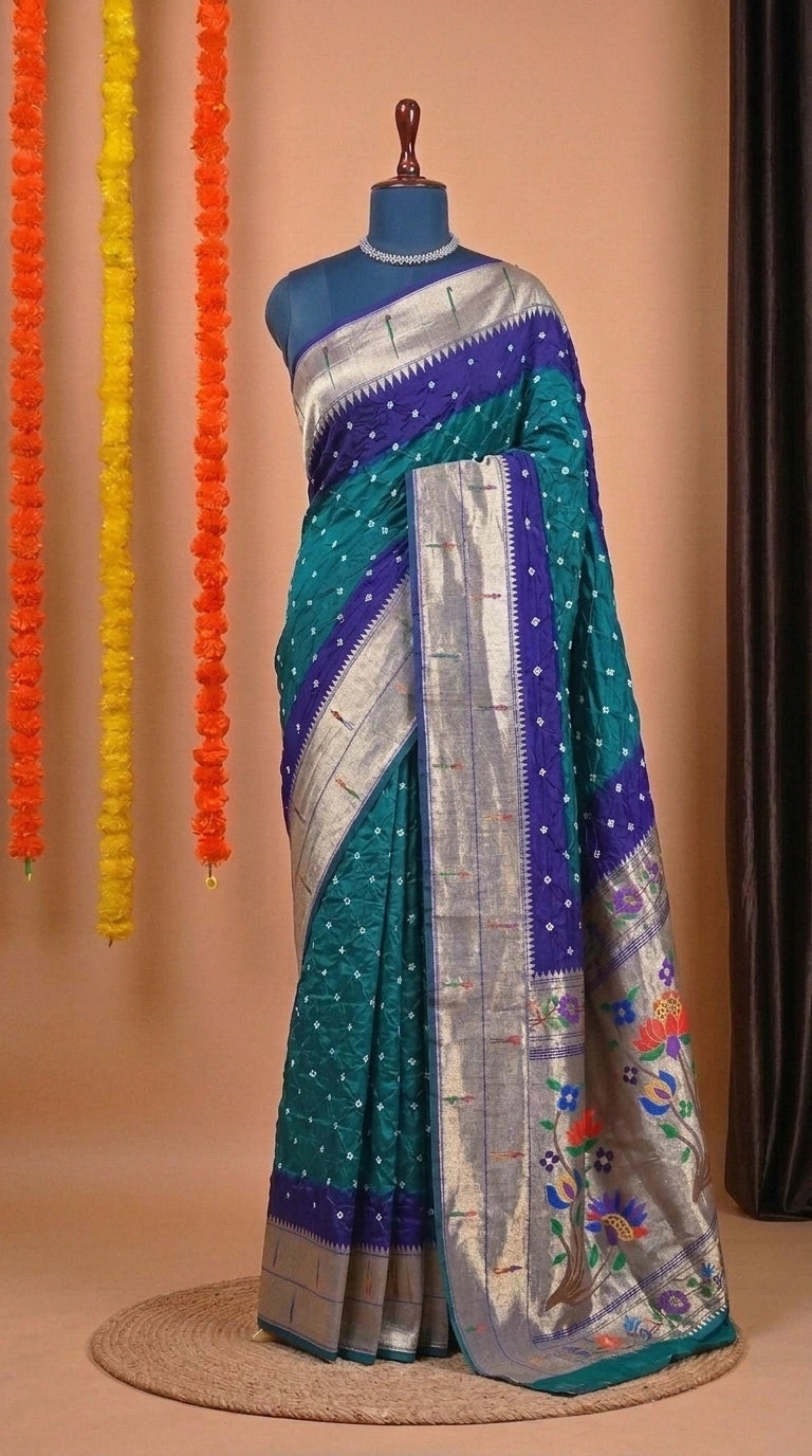 Peacock Green Modal Silk Saree