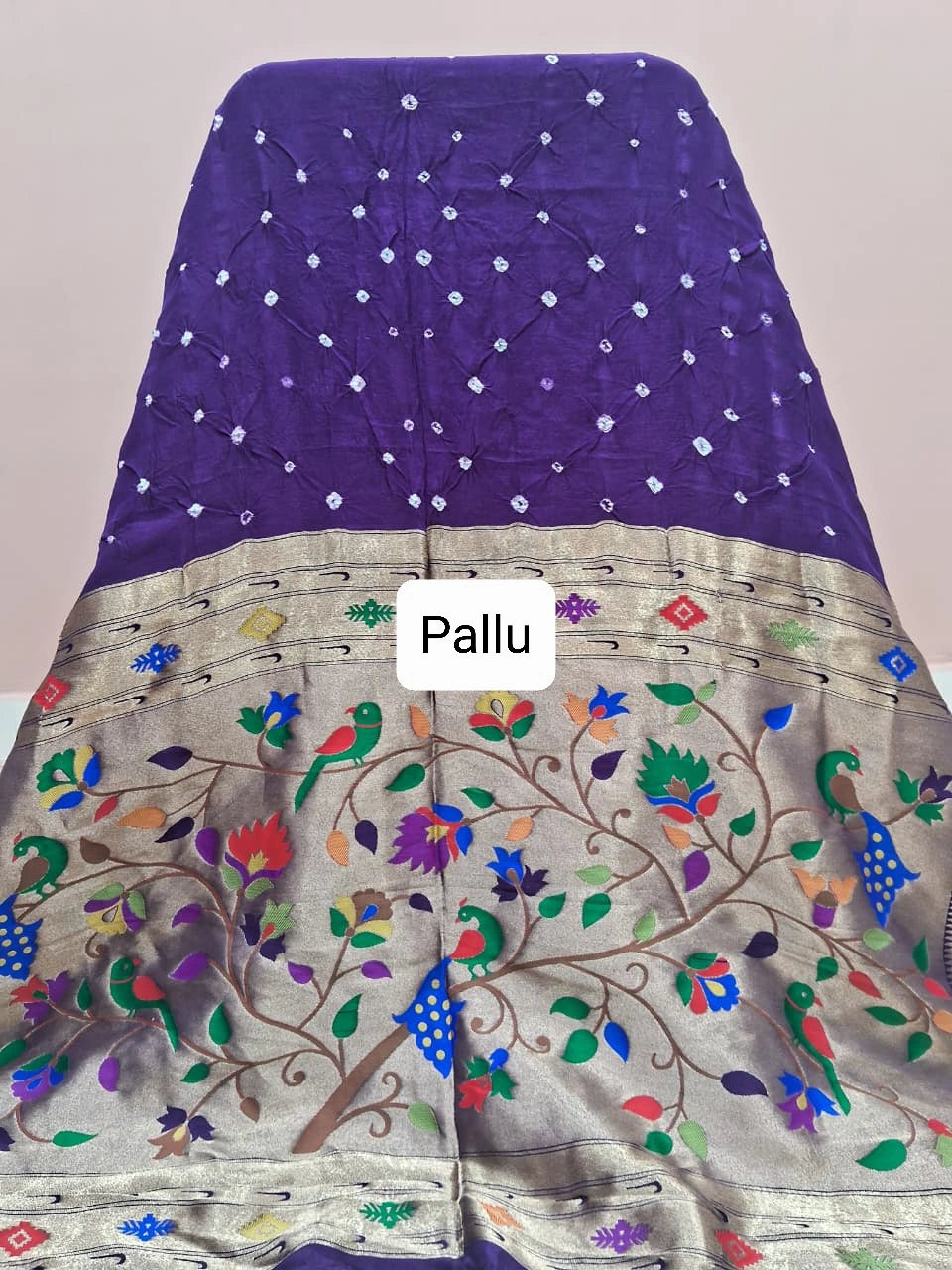 Purple Pure Modal Silk Saree Pallu