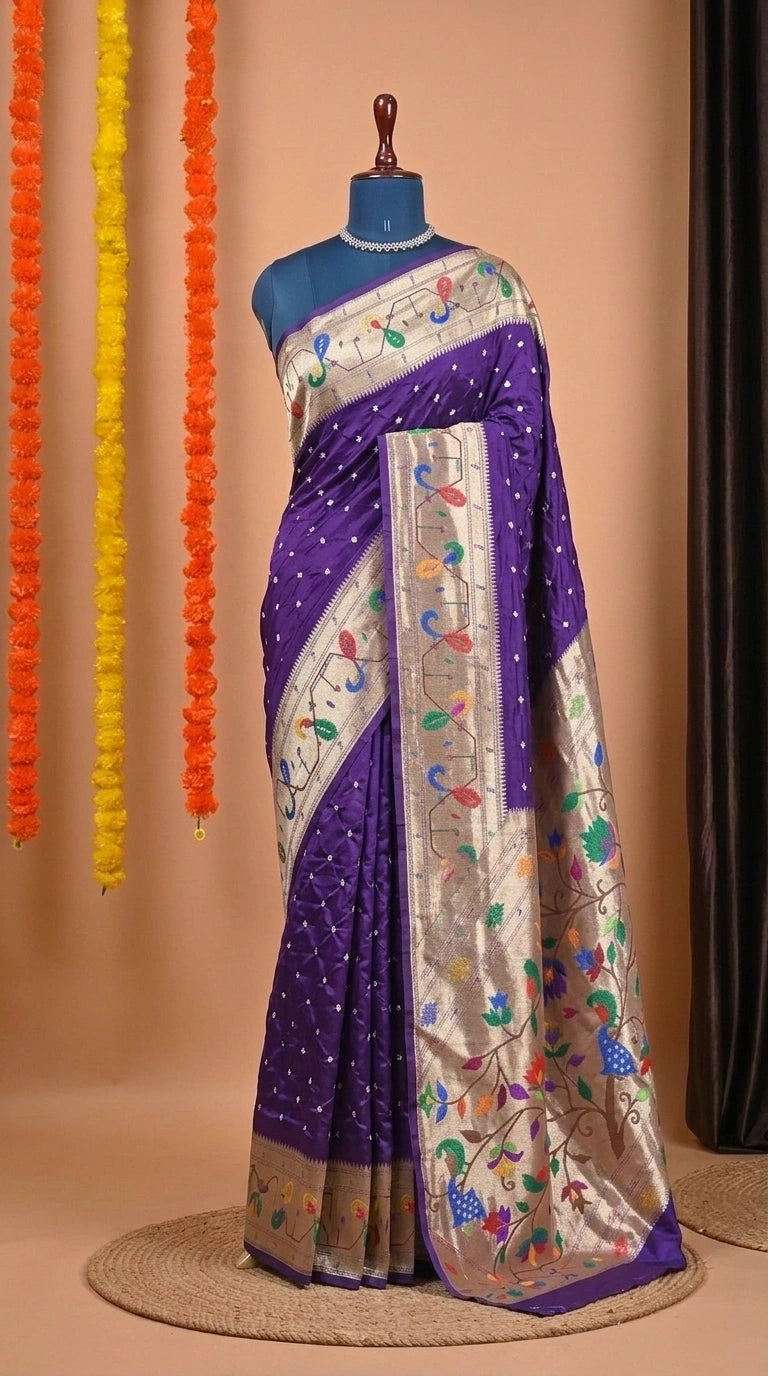 Purple Pure Modal Silk Saree