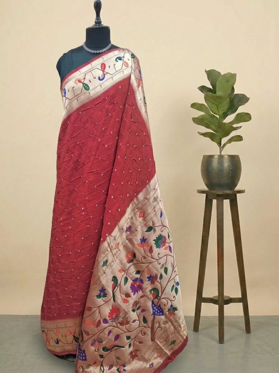 Red Pure Modal Silk Saree 