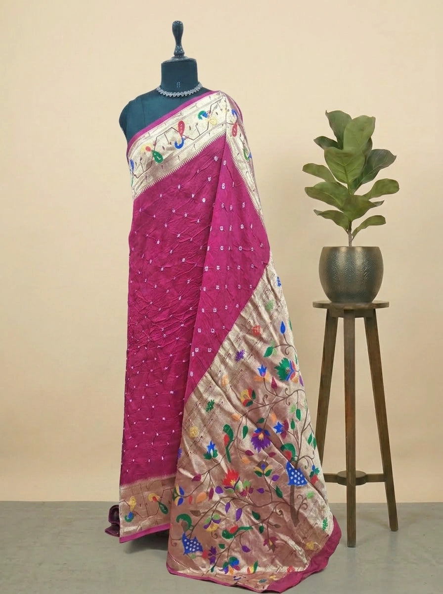 Pink Modal Silk Saree