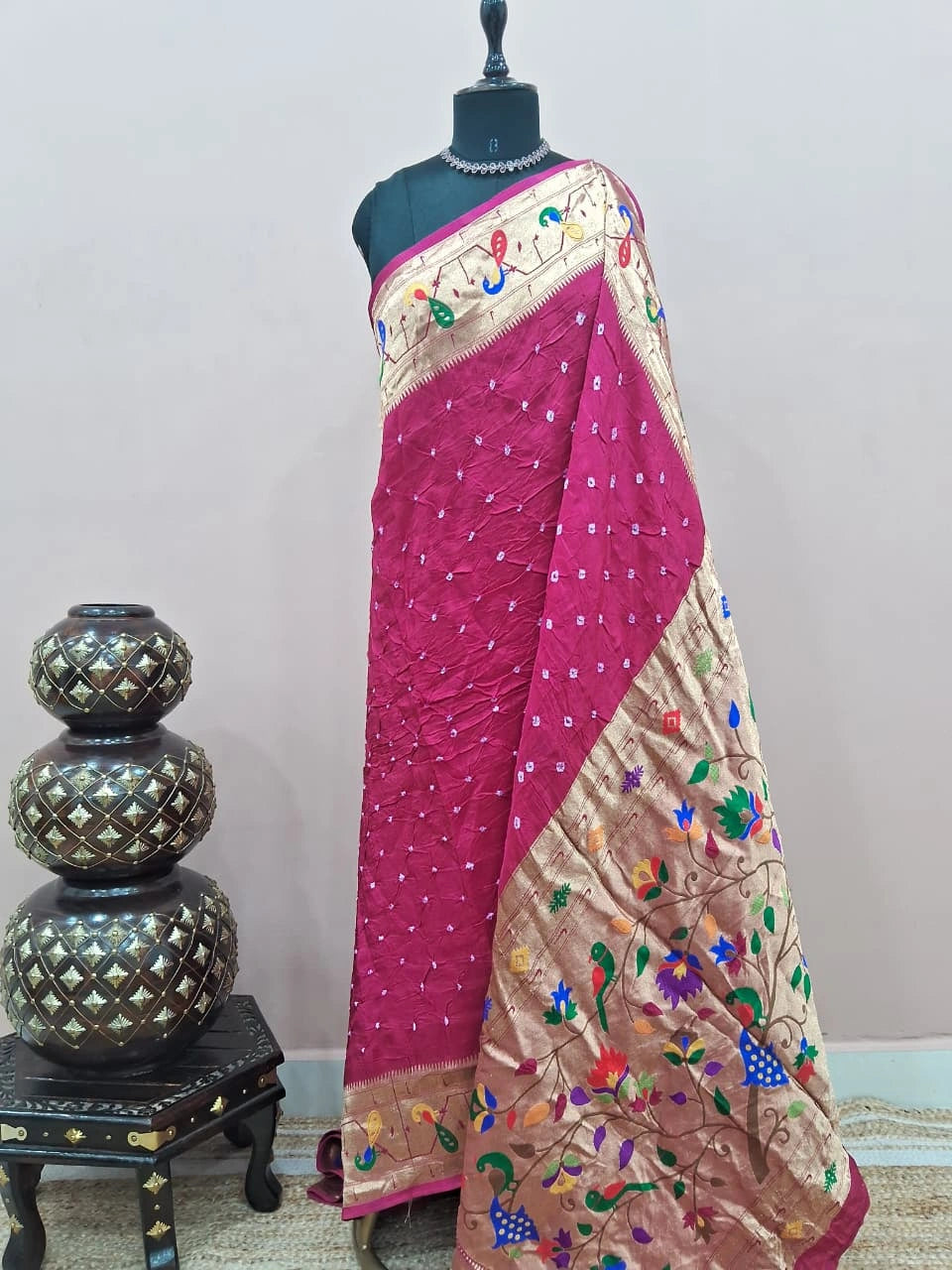 Pink Modal Silk Saree