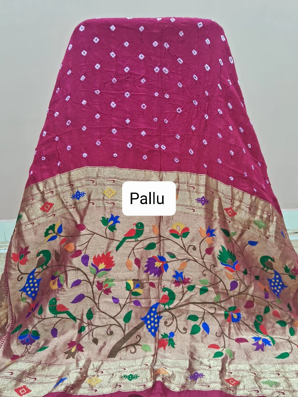 Pink Modal Silk Saree Pallu