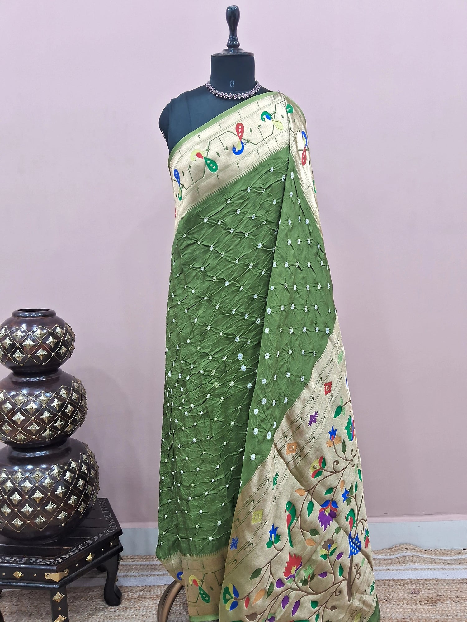 Mehendi Green Pure Modal Silk Saree