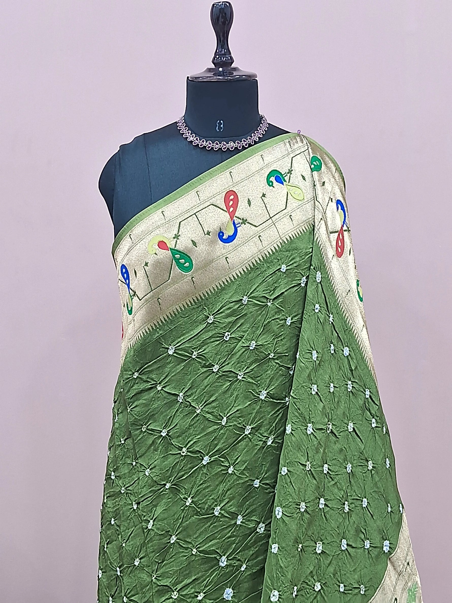 Mehendi Green Pure Modal Silk Saree 1