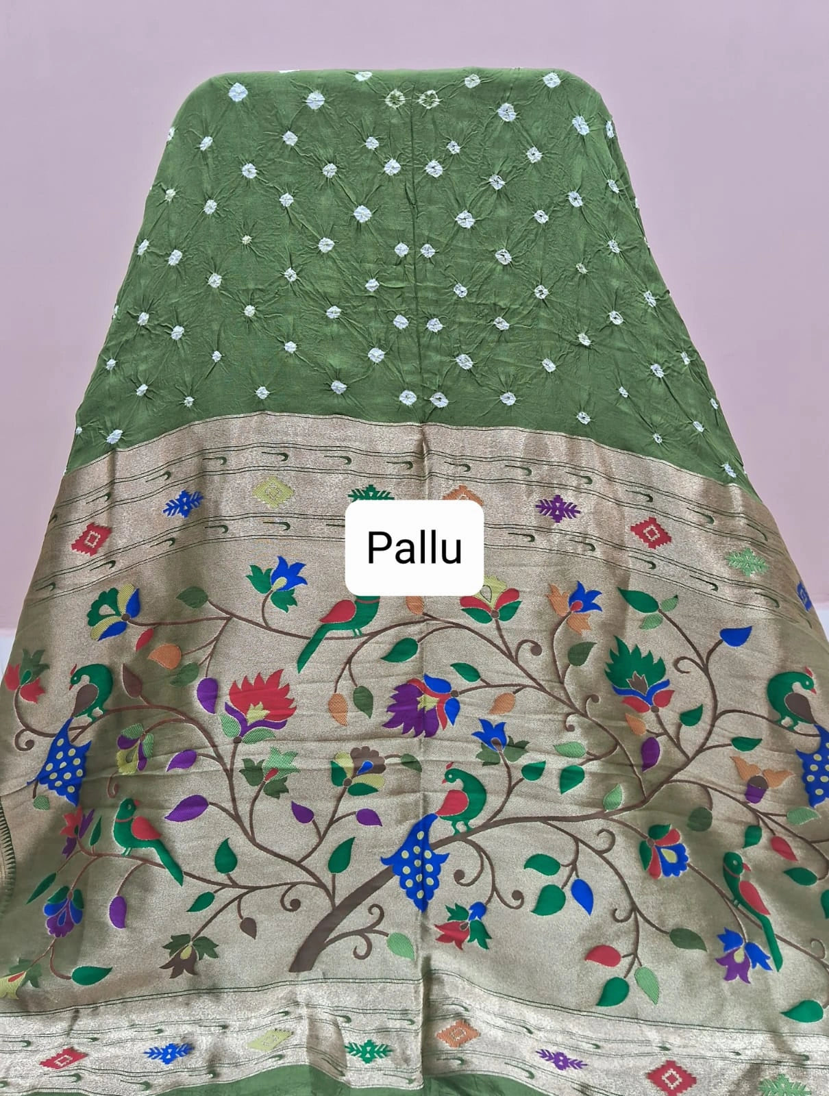 Mehendi Green Pure Modal Silk Saree Pallu