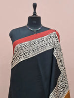 Pure Black Modal Silk Saree 1