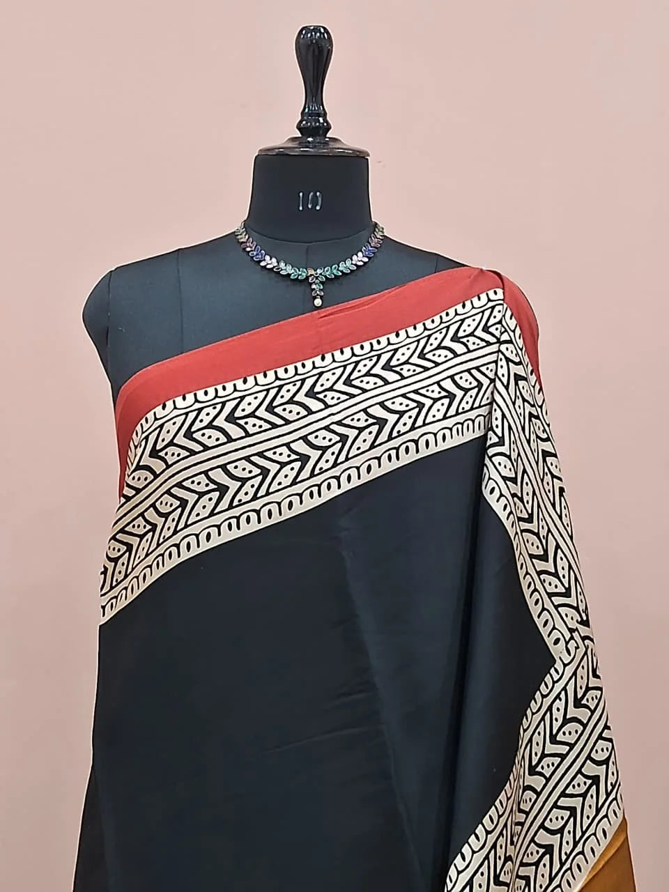 Pure Black Modal Silk Saree 1