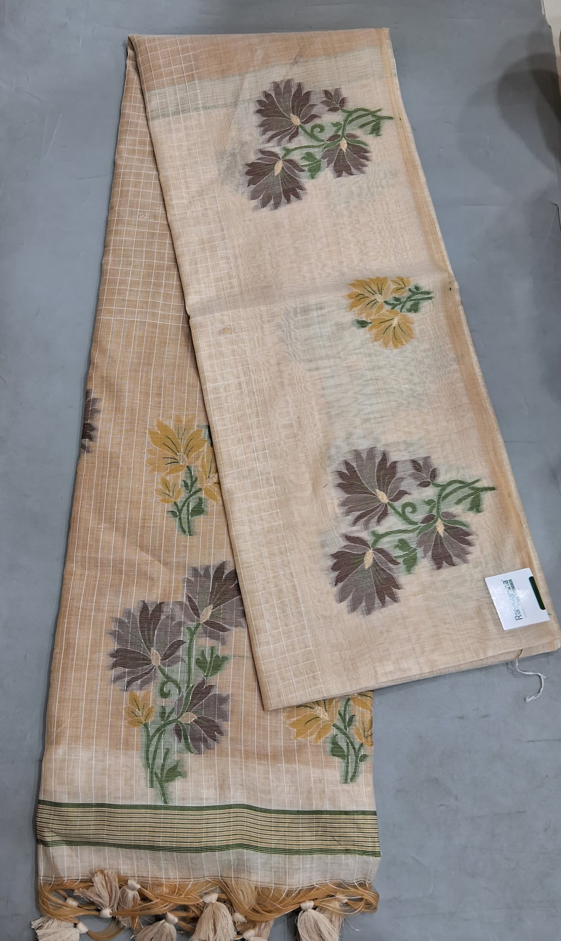 Beige Munga cotton Saree