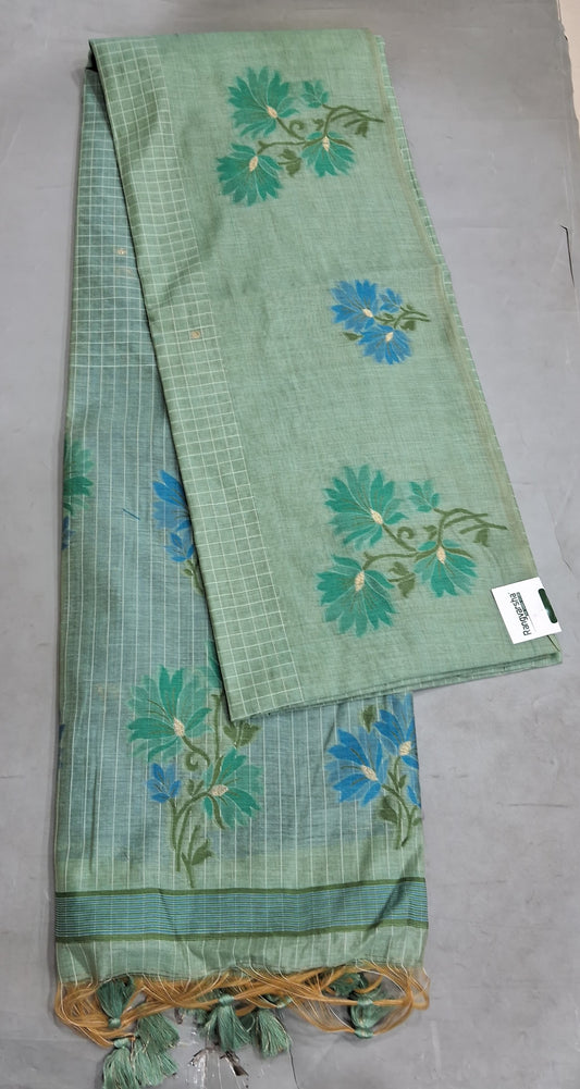 Pale Green Munga cotton Saree