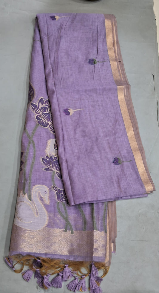 Lavender Munga Cotton Saree