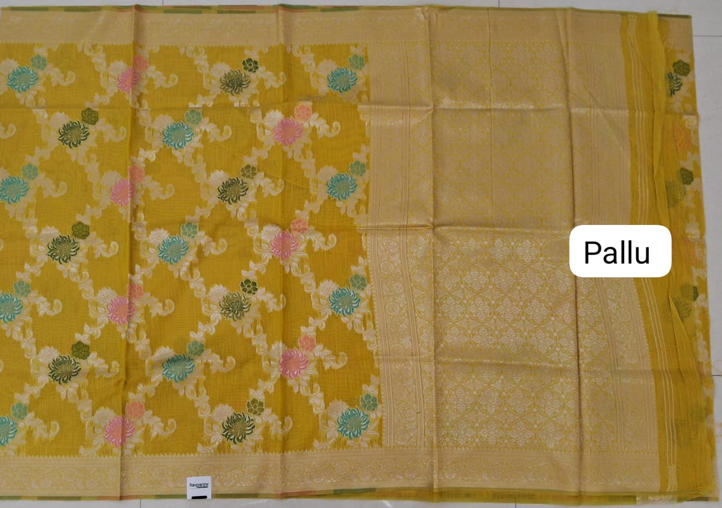 Olive Green Munga Cotton Saree Pallu