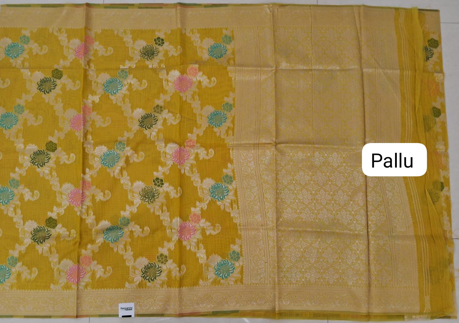 Olive Green Munga Cotton Saree Pallu