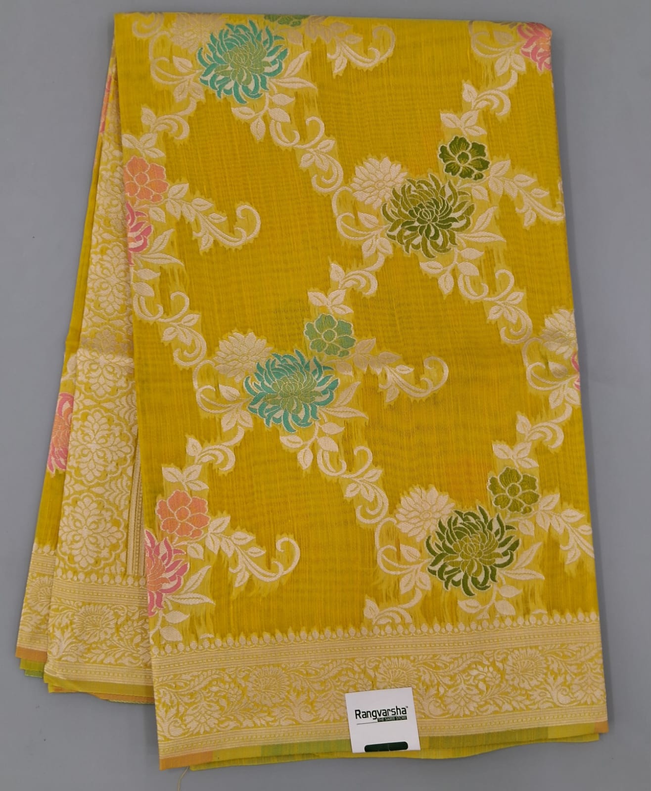 Olive Green Munga Cotton Saree 