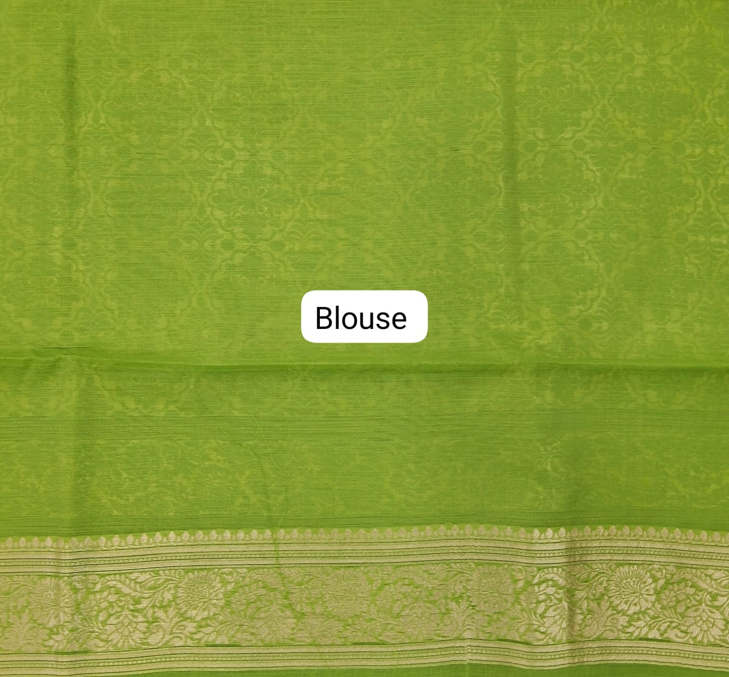 Bright Green Munga Cotton Saree Blouse
