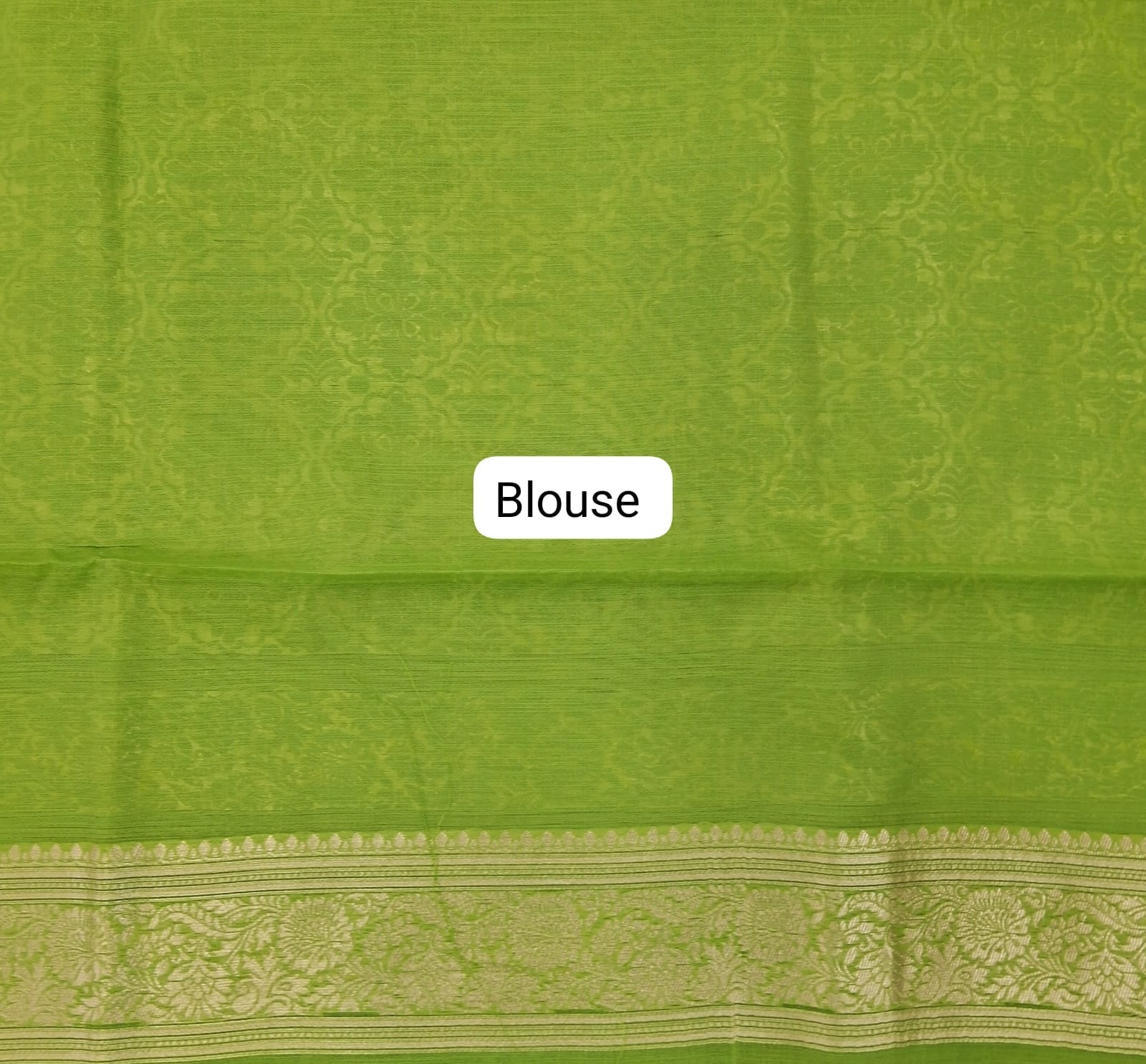 Bright Green Munga Cotton Saree Blouse