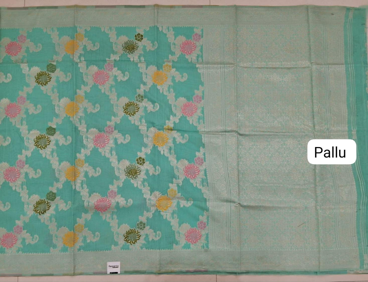 Sky Blue Munga Cotton Saree Pallu