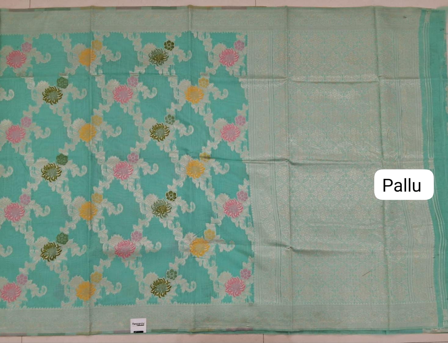 Sky Blue Munga Cotton Saree Pallu