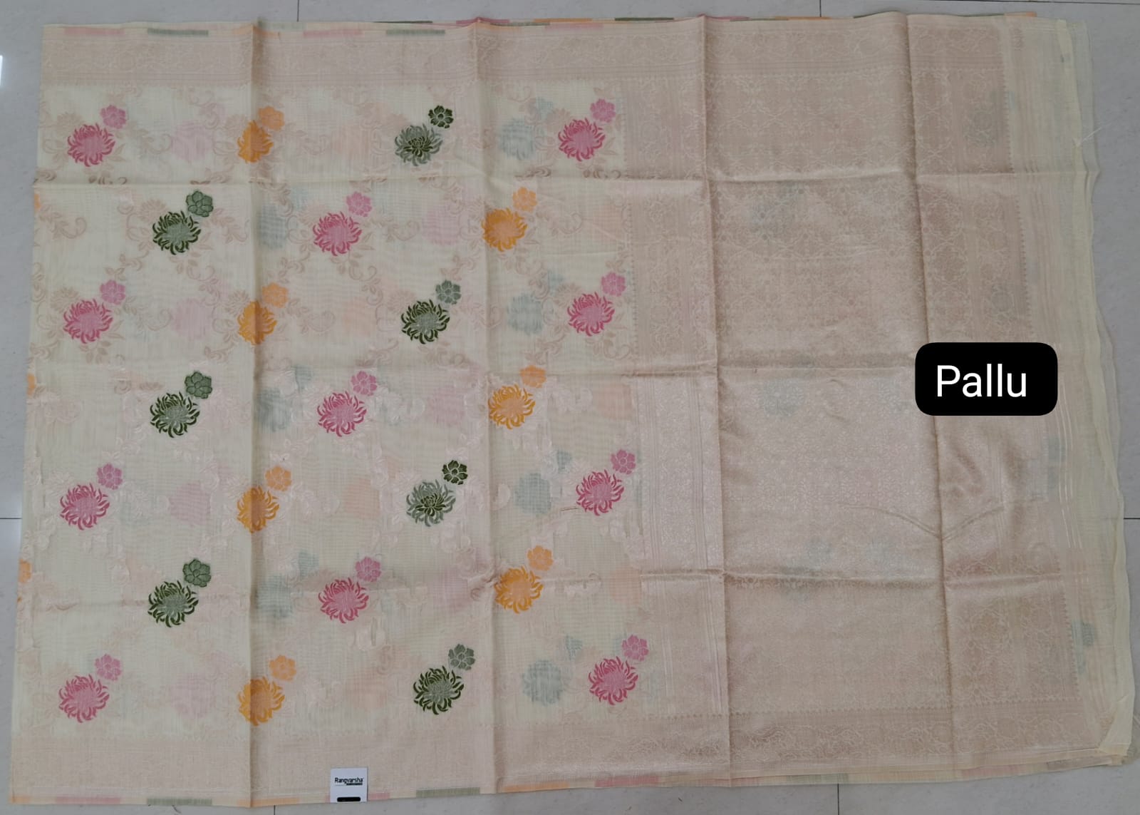 Off-White Munga Cotton Saree Pallu