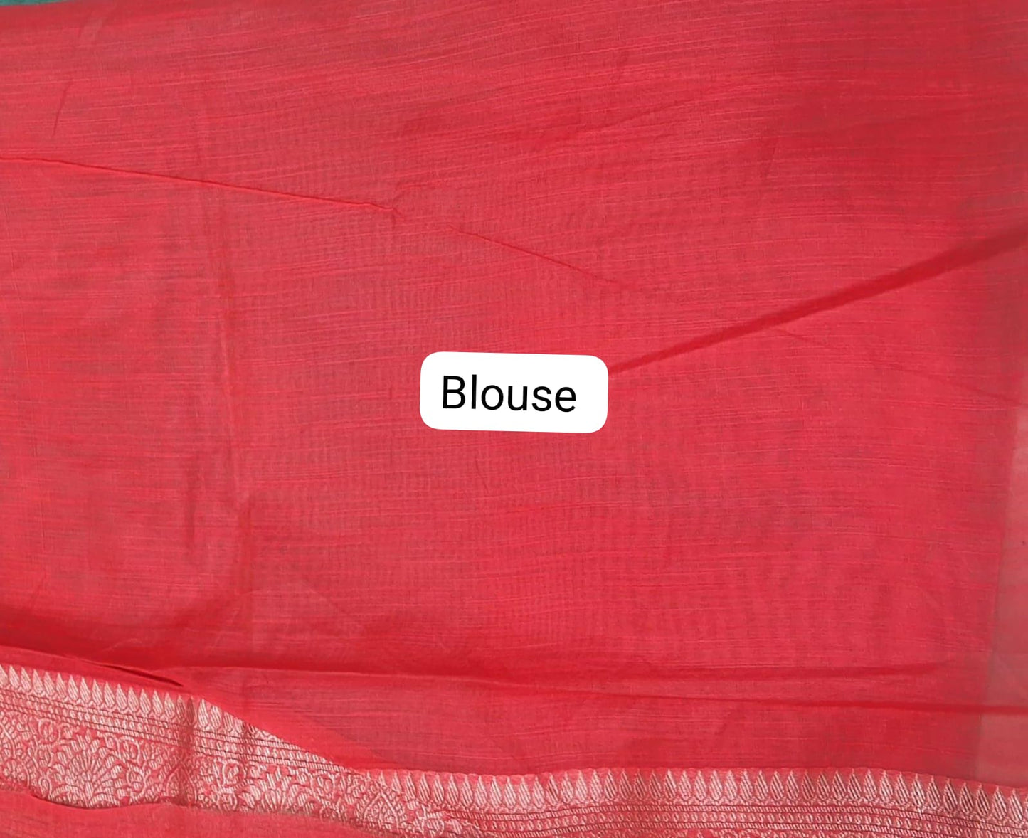 Aqua Blue Munga Cotton Saree blouse