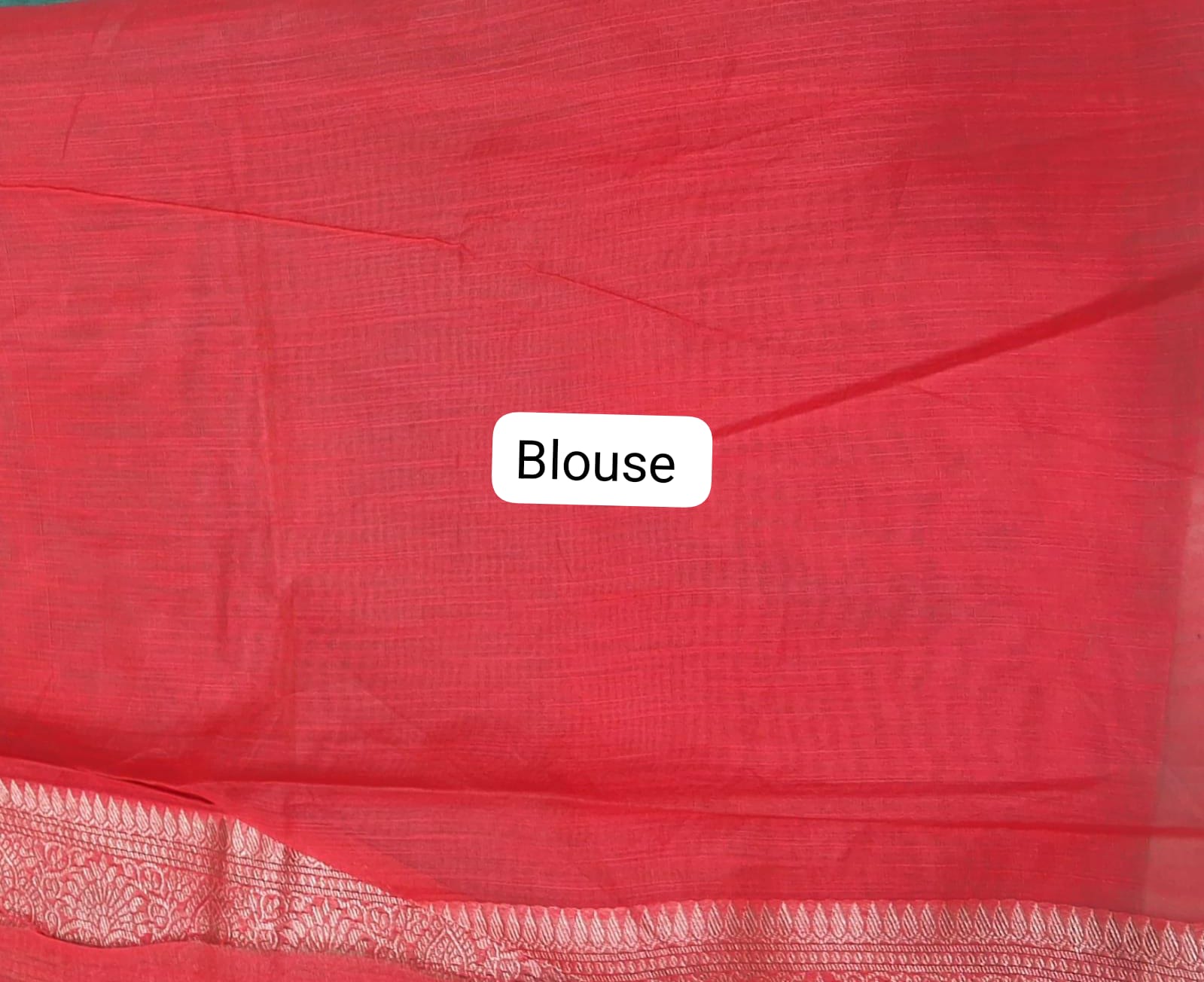 Aqua Blue Munga Cotton Saree blouse