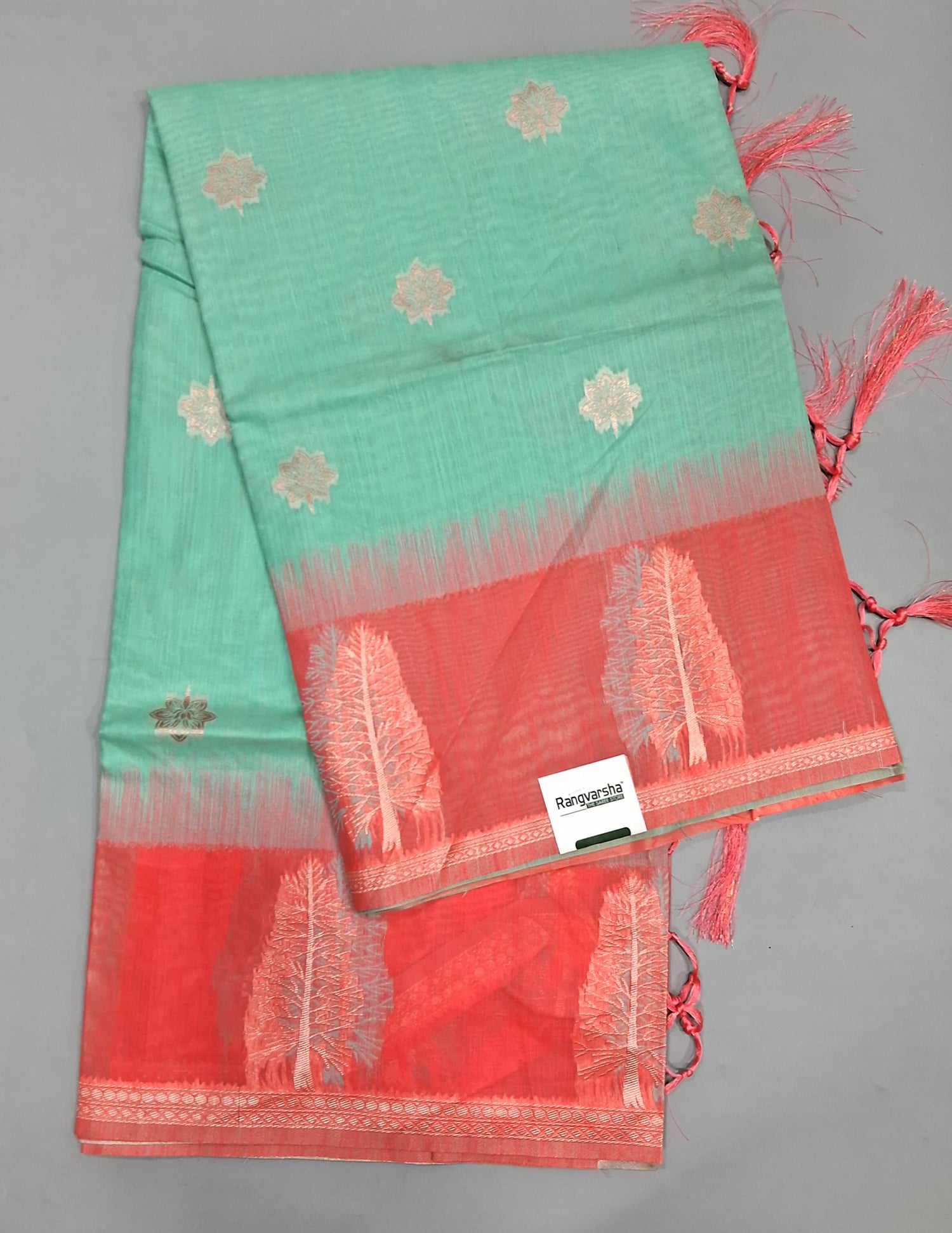 Aqua Blue Munga Cotton Saree