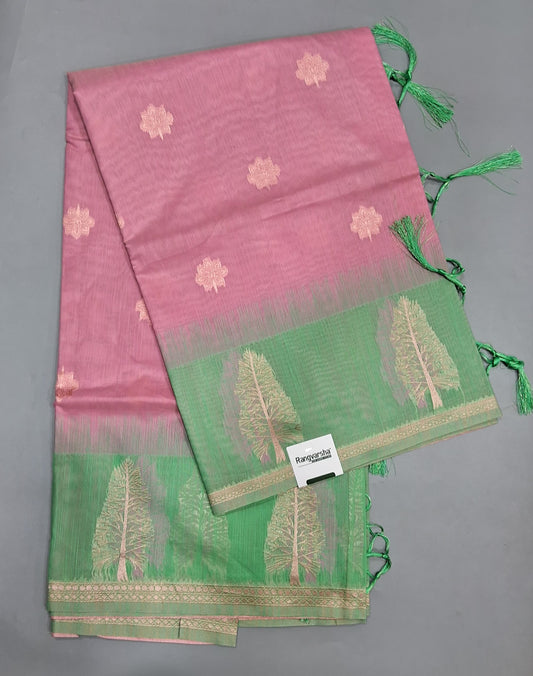 Rose Pink Munga Cotton Saree