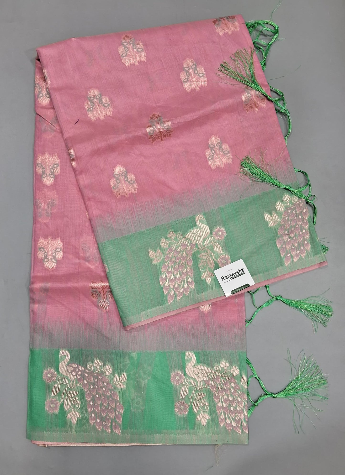 Baby Pink Munga Cotton Saree