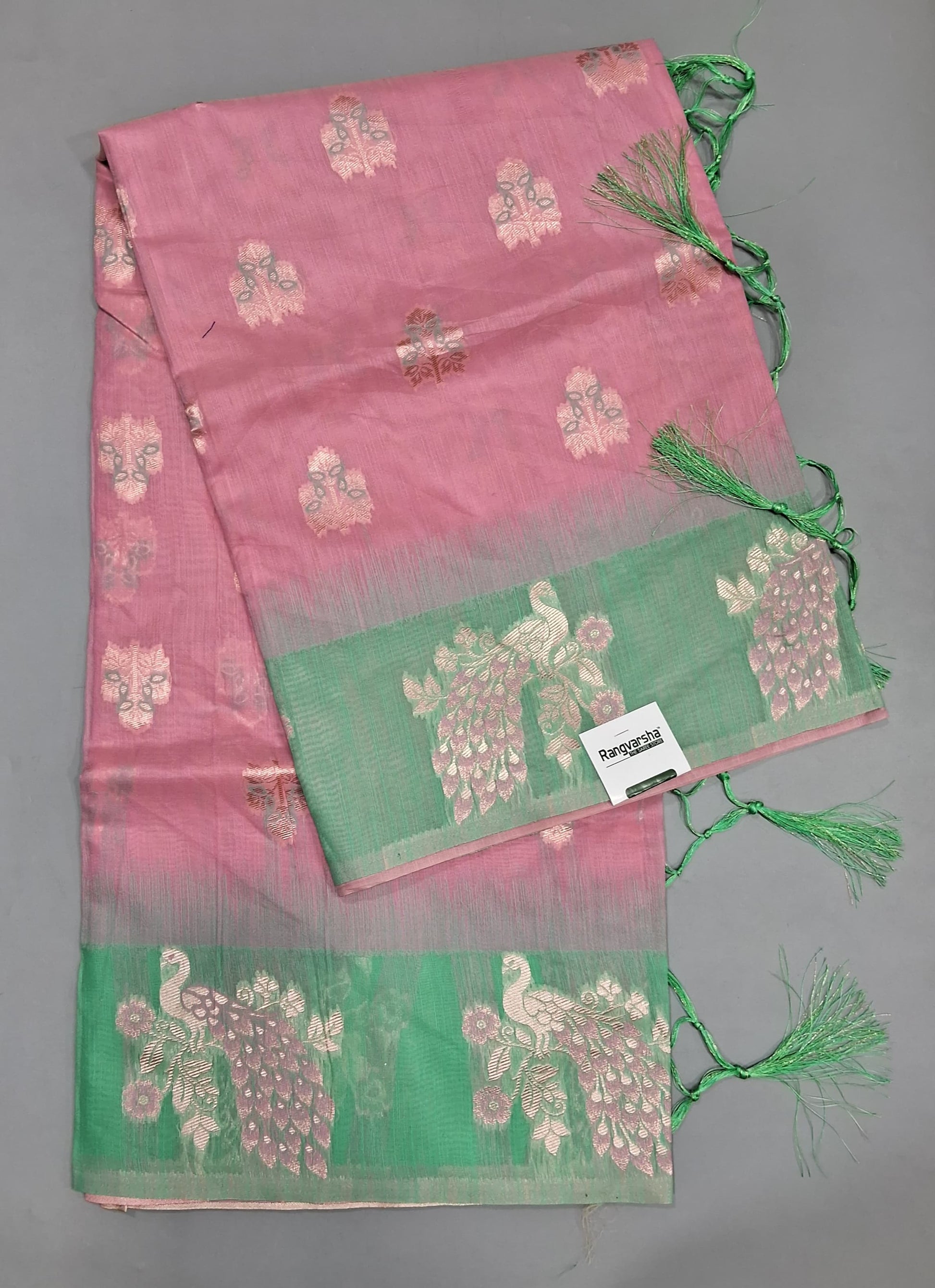 Baby Pink Munga Cotton Saree