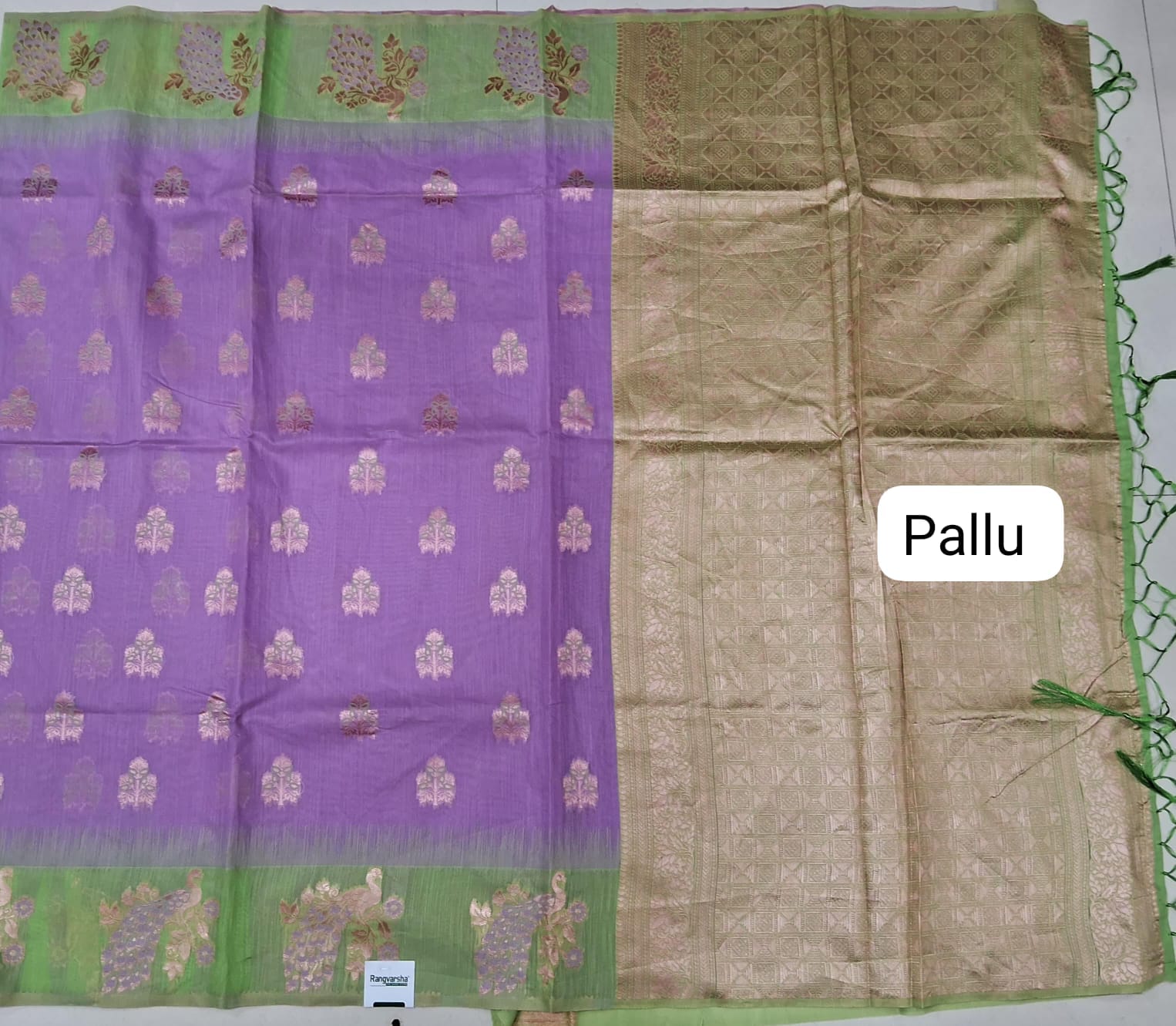 Lavender Munga Cotton Saree pallu
