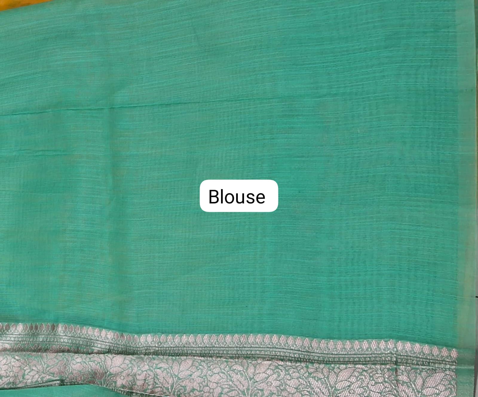Mango Yellow Munga Cotton Saree blouse